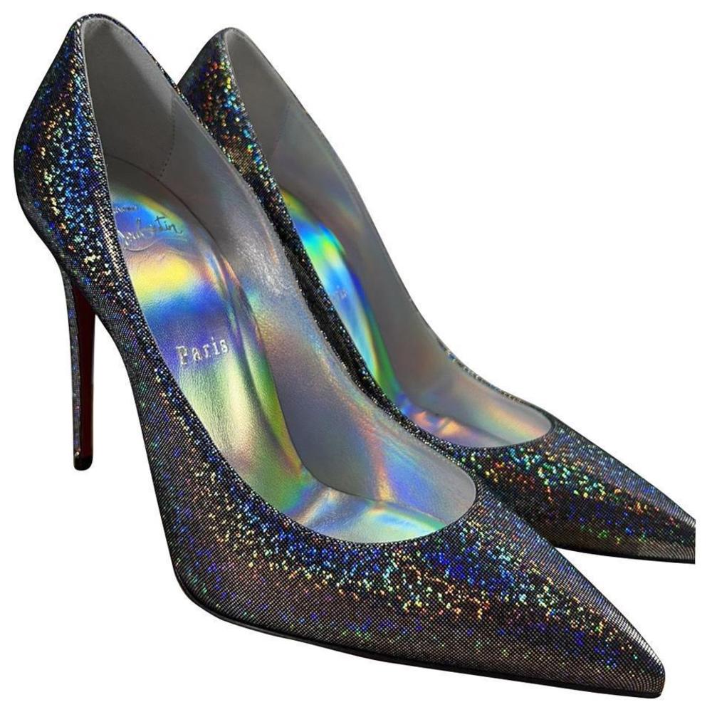 Kate 100mm Disco Silver Metallic Holographic Sparkle Heels Pumps E238